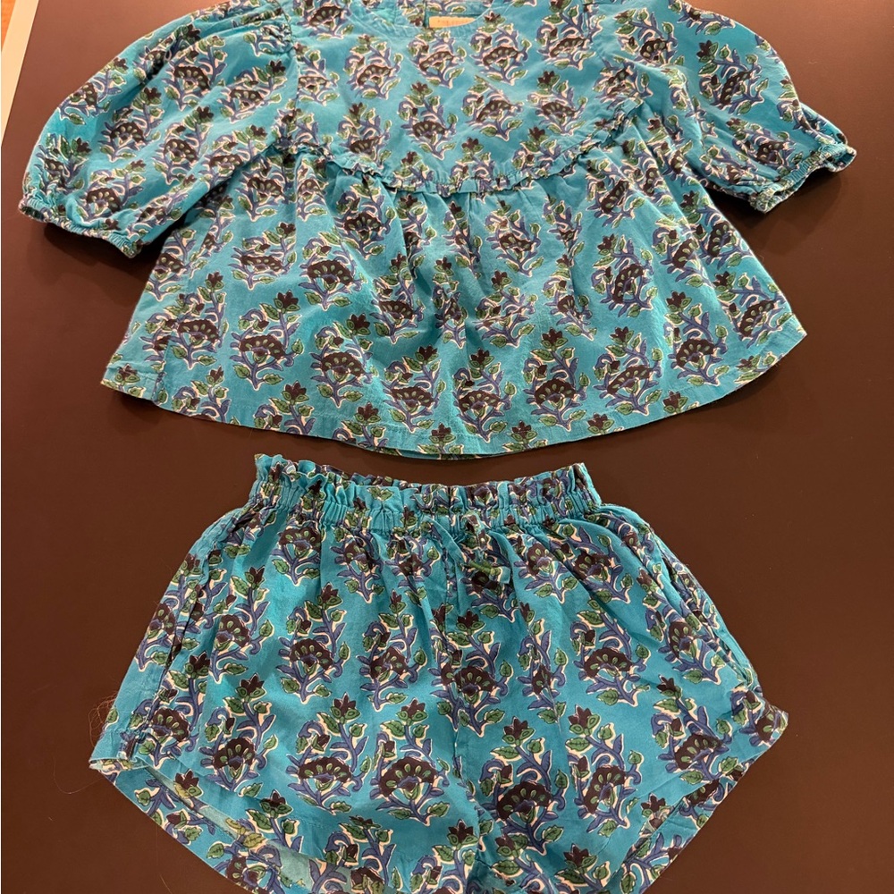 Pink Chicken Turquoise Floral Print Shorts
